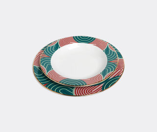 La DoubleJ 'Slinky Verde' soup and dinner plate set MULTICOLOUR LADJ22SOU108MUL
