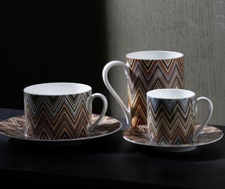 Missoni 'Zig Zag Jarris' coffee cup and saucer, set of two, beige MULTICOLOUR MIHO22ZIG408MUL