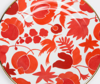 La DoubleJ 'Wildbird' dessert plates, set of two, red MULTICOLOUR LADJ19WIL280RED