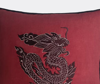 Les-Ottomans 'Dragon' embroidered cushion, red MULTICOLOUR OTTO24DRA761MUL