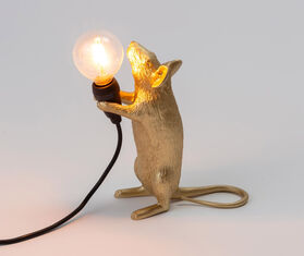 Seletti 'Mouse' lamp standing, gold, UK and USB plug GOLD SELE21MOU309GOL