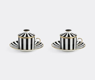 Simone Guidarelli Home 'Souvenirs De Voyage' lidded teacup and saucer, set of two, black and white MULTICOLOUR SIMO26SOU010MUL