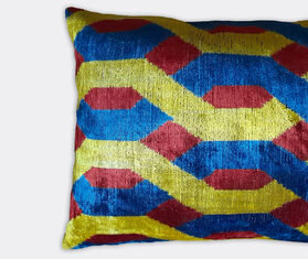 Les-Ottomans Velvet cushion, yellow, blue and red MULTICOLOUR OTTO23VEL071MUL