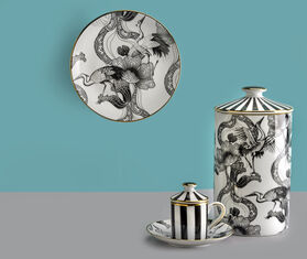 Simone Guidarelli Home 'Wing of Water' lidded espresso cup and saucer, black and white MULTICOLOUR SIMO26SOU990MUL