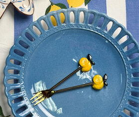 Les-Ottomans 'Lemon' dessert fork, set of four, yellow MULTICOLOUR OTTO26SMA652MUL