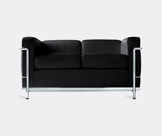 Cassina '2 Fauteuil Grand Confort' petit mod&egrave;le deux places sofa, grey leather BLACK CASS21PAD442BLK