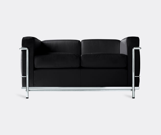 Cassina '2 Fauteuil Grand Confort' petit mod&egrave;le deux places sofa, grey leather BLACK CASS21PAD442BLK