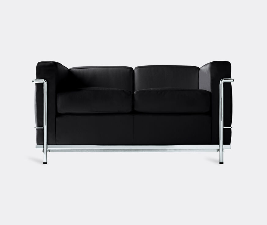 Cassina '2 Fauteuil Grand Confort' petit modèle deux places sofa, grey leather Black CASS21PAD442BLK