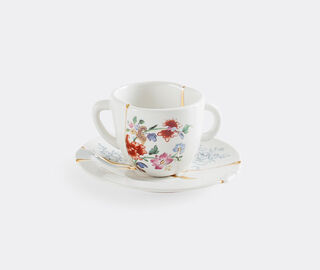Seletti 'Kintsugi' coffee cup and saucer WHITE SELE21KIN414WHI