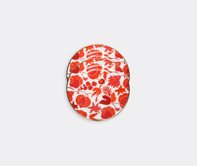 La DoubleJ 'Wildbird' dessert plates, set of two, red MULTICOLOUR LADJ19WIL280RED