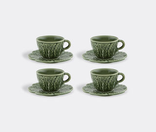 Bordallo Pinheiro 'Couve' coffee cup and saucer, set of four GREEN BOPI23COU598GRN