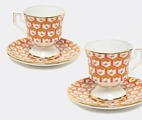 La DoubleJ 'Cubi Oro' espresso cup and saucer, set of two MULTICOLOUR LADJ22ESP996MUL