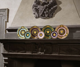 Rosenthal 'Versace Medusa' service plate, celeste GOLD ROSE20VER692BLU