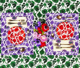 La DoubleJ &#39;Wildbird&#39; dessert plates, set of two, red MULTICOLOUR LADJ19WIL280RED