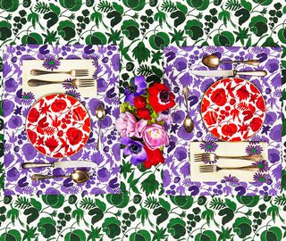 La DoubleJ 'Wildbird' dessert plates, set of two, red MULTICOLOUR LADJ19WIL280RED