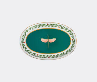 La DoubleJ 'Libellula', oval platter, green MULTICOLOUR LADJ25OVA196MUL