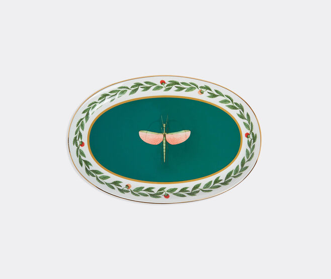 La DoubleJ 'Libellula', oval platter, green MULTICOLOUR LADJ25OVA196MUL