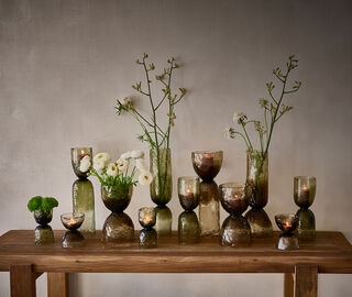 Pomax 'Diabolo' hurricane vase, medium, smoke GREY POMA26DIA792GRY