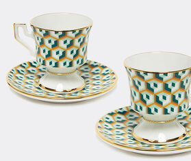 La DoubleJ 'Cubi Verde' espresso cup and saucer, set of two MULTICOLOUR LADJ22ESP009MUL