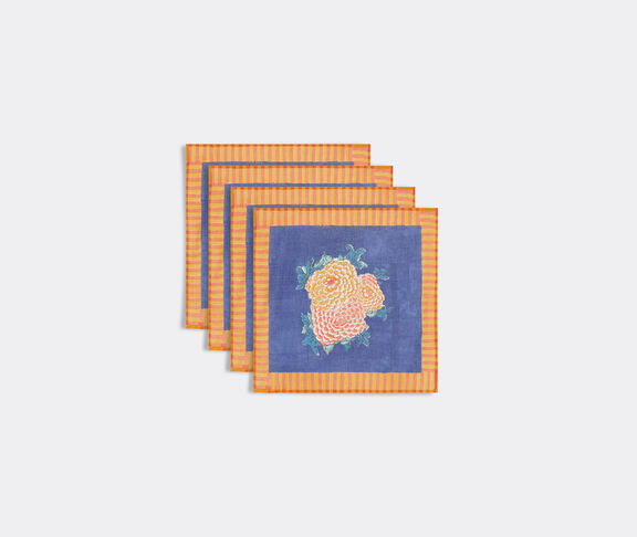 Lisa Corti 'Arabesque Corolla' napkin, set of four, blue and orange undefined ${masterID}
