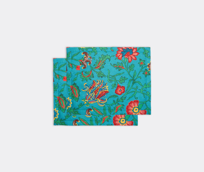 La DoubleJ 'Dragon Flower' tablemat, set of two, turquoise TURQUOISE LADJ23TAB263MUL
