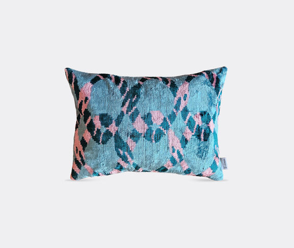 Les-Ottomans Velvet cushion, blue and pink undefined ${masterID}