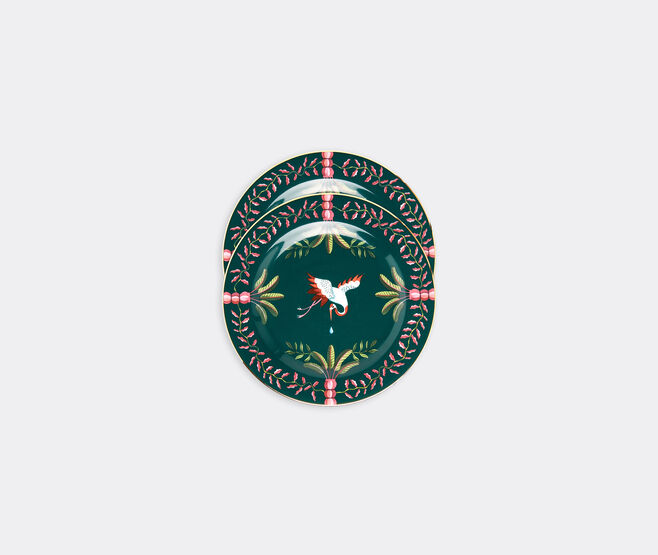 La DoubleJ 'Egret' dessert plate, set of two MULTICOLOUR LADJ22DES028MUL