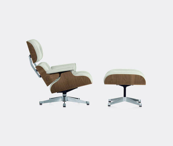 Vitra 'Lounge Chair and Ottoman', walnut and white