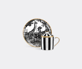 Simone Guidarelli Home 'Sunset Safari' lidded espresso cup and saucer, black and white MULTICOLOUR SIMO26SOU969MUL
