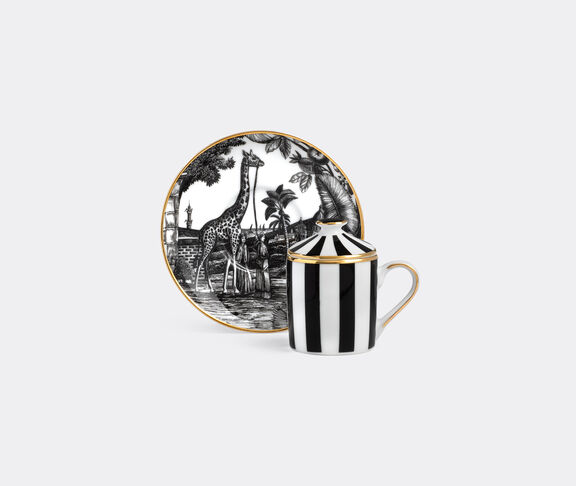 Simone Guidarelli Home 'Sunset Safari' lidded espresso cup and saucer, black and white MULTICOLOUR SIMO26SOU969MUL