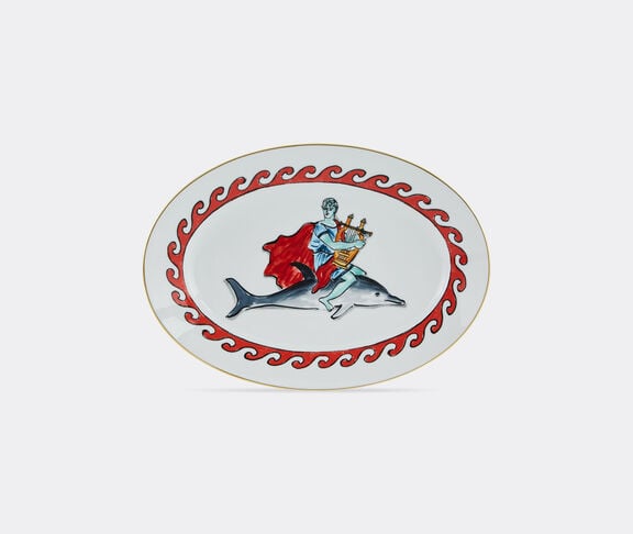 Ginori 1735 Viaggio Di Nettuno Oval Flat Platter Cm 34 In. 13 1/4 Impero Shape Dolphin White ${masterID} 2