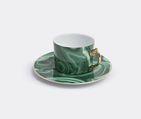 L'Objet Malachite Tea Cup + Saucer (Gift Box Of 2) Green, Gold ${masterID} 2
