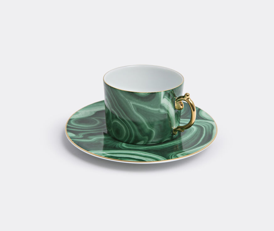 L'Objet 'Malachite' teacup and saucer, set of two Green, Gold LOBJ15MAL029GRN