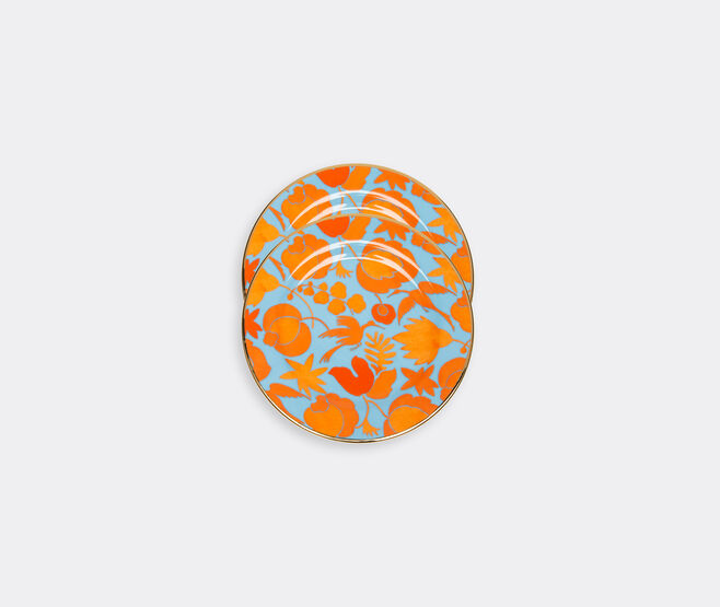 La DoubleJ 'Wildbird' dessert plates, set of two, orange MULTICOLOUR LADJ19WIL273ORA
