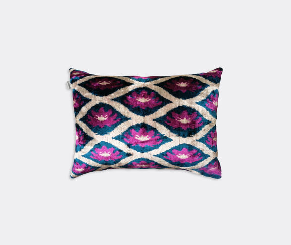 Les-Ottomans Velvet cushion, pink and blue Multicolor ${masterID}