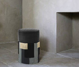 Lorenza Bozzoli Couture &#39;Couture Geometric Stripe&#39; ottoman, grey GREY LOBO20COU387GRY