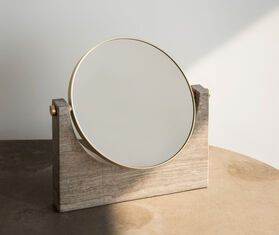 Audo Copenhagen 'Pepe' marble mirror, brass and brown BRASS MENU19PEP225BRA