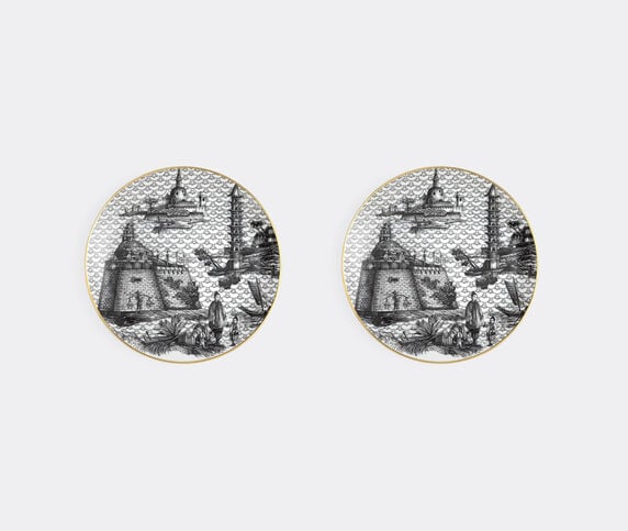 Simone Guidarelli Home 'Oriental Dream' bread plate, set of two, black and white MULTICOLOUR SIMO26SOU754MUL