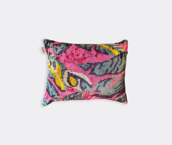 Les-Ottomans Velvet cushion, magenta and blue undefined ${masterID}
