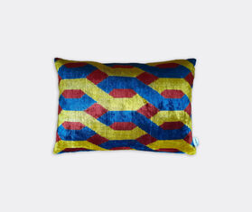 Les-Ottomans Velvet cushion, yellow, blue and red MULTICOLOUR OTTO23VEL071MUL