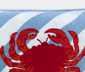 Les-Ottomans 'Crab' embroidered cushion, white and light blue stripes MULTICOLOUR OTTO24CRA747MUL