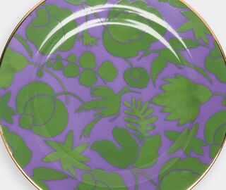 La DoubleJ 'Wildbird' dessert plates, set of two, lilac MULTICOLOUR LADJ19WIL598PUR