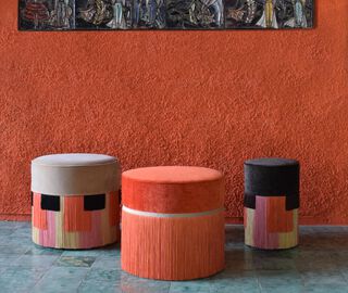Lorenza Bozzoli Couture 'Couture Geometric Stripe' ottoman, brown MULTICOLOUR LOBO20COU394BRW