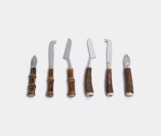 Lorenzi Milano Stag antler cheese knife set SILVER CEMI15CHE160BRW