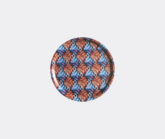 Les-Ottomans 'Ikat' wooden tray, orange and blue