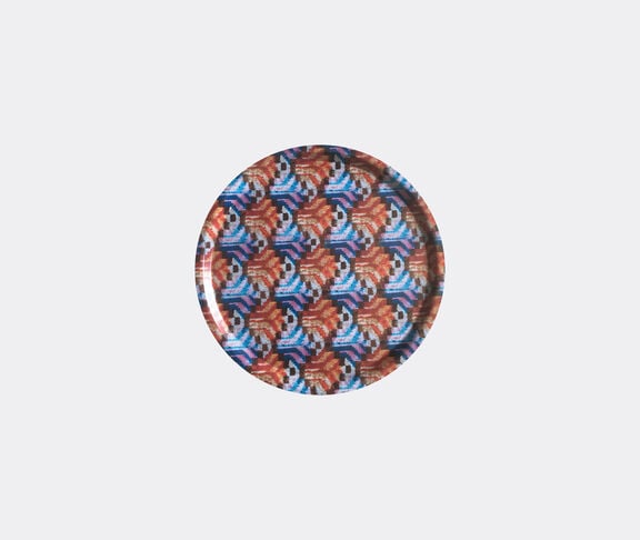 Les-Ottomans 'Ikat' wooden tray, orange and blue Multicolor ${masterID}