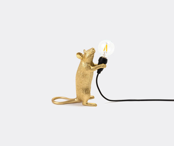 Seletti 'Mouse' lamp standing, gold, UK and USB plug