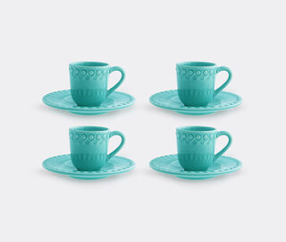 Bordallo Pinheiro &lsquo;Fantasia&rsquo; coffee cup and saucer, set of four, acqua green TURQUOISE BOPI23FAN642LGR