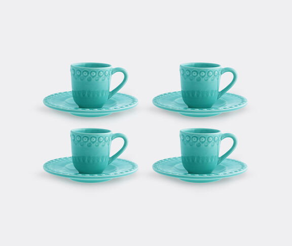 Bordallo Pinheiro ‘Fantasia’ coffee cup and saucer, set of four, acqua green undefined ${masterID}