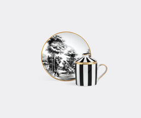 Simone Guidarelli Home 'Imperial Garden' lidded espresso cup and saucer, black and white MULTICOLOUR SIMO26SOU003MUL